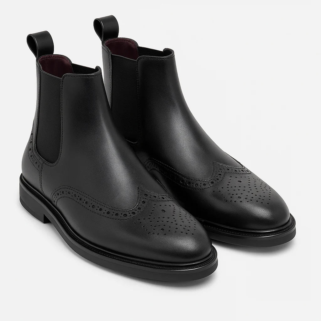 BROGUE Black Chelsea Boot