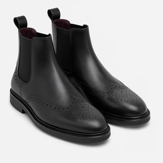 BROGUE Black Chelsea Boot